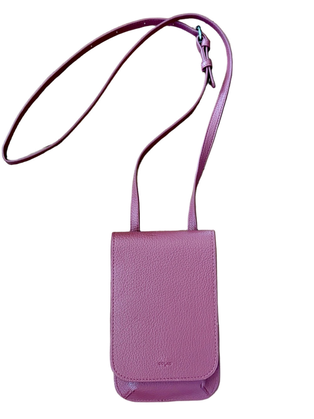 Pebbled Crossbody Phone Bag in Dusty Mauve